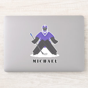 Paarse Uniform Ice-Hockey Player Winter Sport Name Sticker