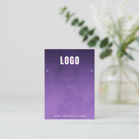 Paarse Universe Night Galaxy Logo oorten display Visitekaartje (Staand voorkant)