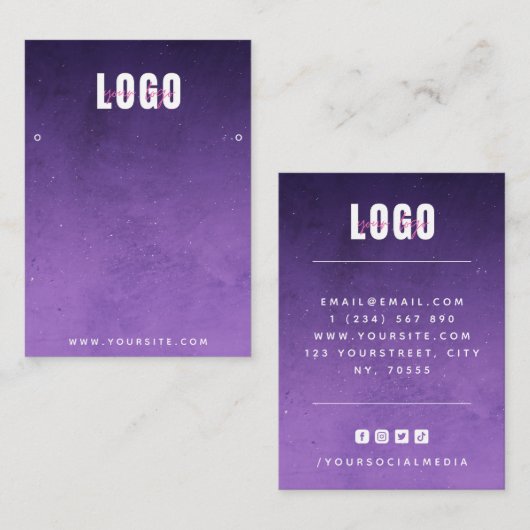 Paarse Universe Night Galaxy Logo oorten display Visitekaartje (Voorkant / Achterkant)