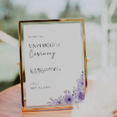 Paarse Unplugged Ceremony Wedding Sign Kaart