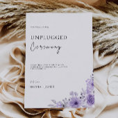 Paarse Unplugged Ceremony Wedding Sign Kaart