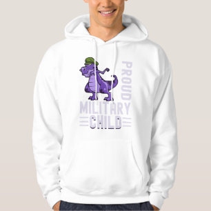 Paarse Up Dinosaurus Boy Trots Militair Kind Maand Hoodie