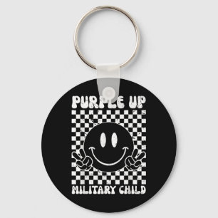 Paarse Up voor Kinder Groovy Military Child Sleutelhanger