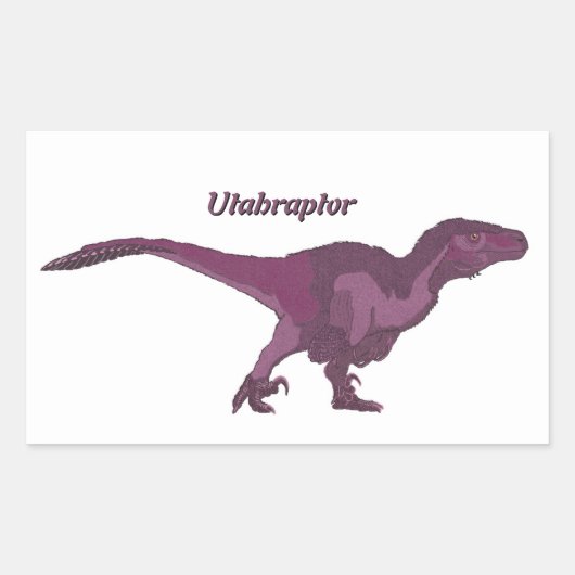 Paarse Utahraptor rechts Rechthoekige Sticker (Voorkant)
