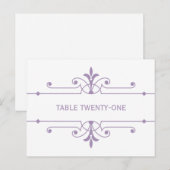 Paarse v2 Fancy Ornamental Table Number Briefkaart (Voorkant / Achterkant)