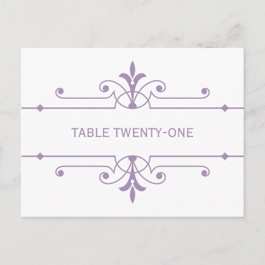Paarse v2 Fancy Ornamental Table Number Briefkaart (Voorkant)