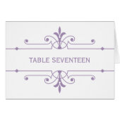 Paarse v2 Fancy Ornamental Table Number Kaart (Voorkant Horizontaal)