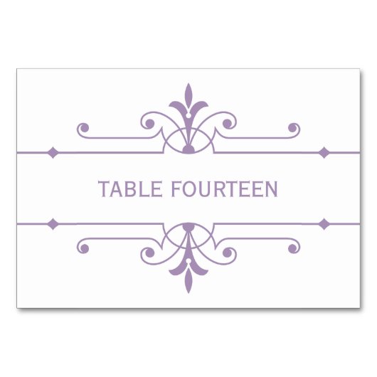 Paarse v2 Fancy ornamental Wedding Table Kaart (Voorkant)