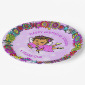  Paarse vaardag en ventilatorgrens Papieren Bordje (Gekanteld)