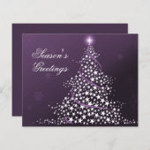 Paarse vakantiekaart met kerstbomen en budget (Voorkant / Achterkant)