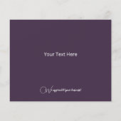 Paarse vakantiekaart met kerstbomen en budget (Achterkant)