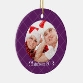 Paarse vakantievakantiefotogeheugen sentimenteel keramisch ornament (Rechts)