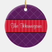 Paarse vakantievakantiefotogeheugen sentimenteel keramisch ornament (Achterkant)