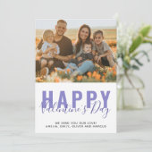 Paarse Valentijn Dag Foto Feestdagenkaart (Staand voorkant)