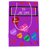 Paarse Valentijn Ik hou van je harten Medium Cadeauzakje (Voorkant)