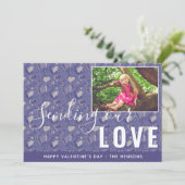 Paarse Valentijn op dag van de hartaanval Foto Feestdagenkaart (Staand voorkant)