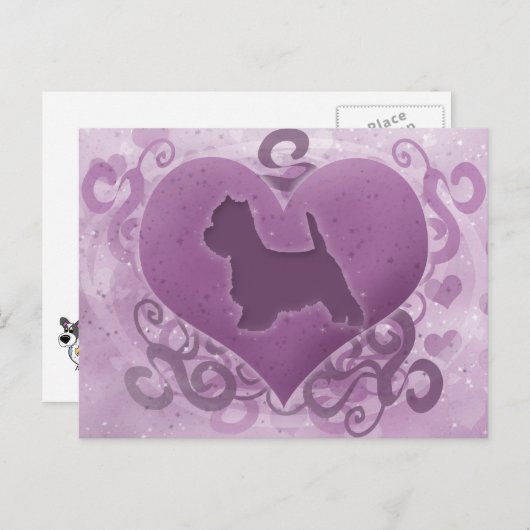 Paarse Valentijn Westie Feestdagenkaart (Voorkant / Achterkant)