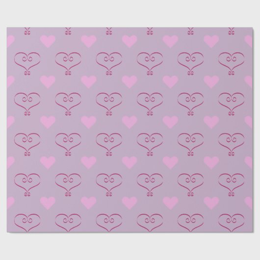 Paarse Valentijn's Day Love Hearts Wrapping Paper Cadeaupapier (Vlak)