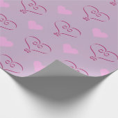 Paarse Valentijn's Day Love Hearts Wrapping Paper Cadeaupapier (Hoek)