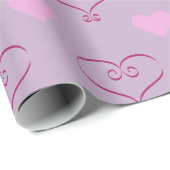 Paarse Valentijn's Day Love Hearts Wrapping Paper Cadeaupapier (Rol Hoek)