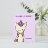 Paarse Valentijnsdag Eenhoorn Classroom Feestdagenkaart (Staand voorkant)