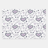 Paarse Valentijnsdag harten Inpakpapier Vel (Voorkant 2)