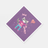 Paarse Valentijnsdag servetten met wasbeer (Hoek)