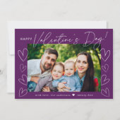 Paarse Valentijnsdag van het moderne Manuscript Fo Feestdagenkaart (Voorkant)