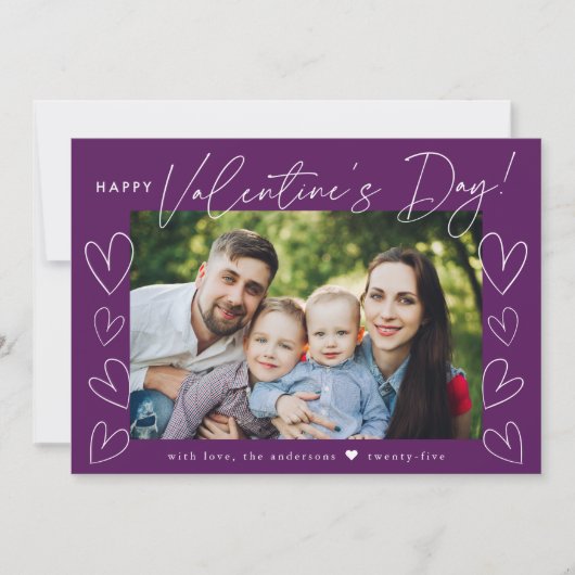 Paarse Valentijnsdag van het moderne Manuscript Fo Feestdagenkaart (Voorkant)