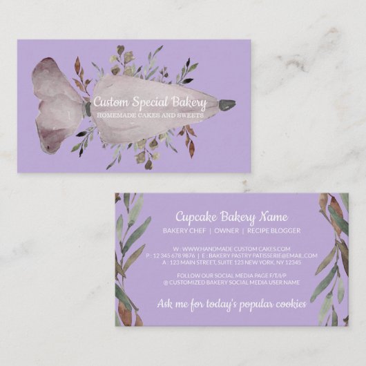 Paarse Vanilla bakkerij-bakkerij Visitekaartje (Voorkant / Achterkant)
