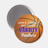 Paarse Varsity Basketbal Aangepaste Hoge School Magneet (Voorkant / Achterkant)