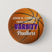 Paarse Varsity Basketbal Aangepaste Hoge School Ronde Button 5,7 Cm (Voorkant)