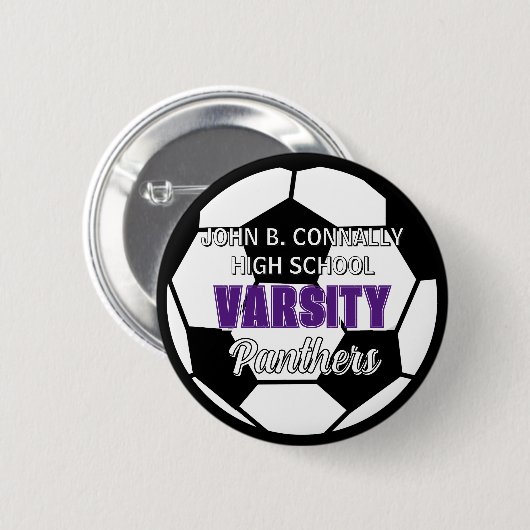Paarse Varsity Voetbal Aangepaste Hoge School Spir Ronde Button 5,7 Cm (Voorkant /achterkant)