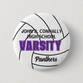 Paarse Varsity Volleybal Aangepaste Hoge School Ronde Button 5,7 Cm (Voorkant)