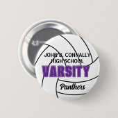 Paarse Varsity Volleybal Aangepaste Hoge School Ronde Button 5,7 Cm (Voorkant /achterkant)