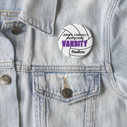 Paarse Varsity Volleybal Aangepaste Hoge School Ronde Button 5,7 Cm (In situ)