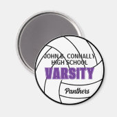 Paarse Varsity Volleybal Aangepaste Hoge School Te Magneet (Voorkant / Achterkant)