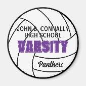Paarse Varsity Volleybal Aangepaste Hoge School Te Magneet (Voorkant)