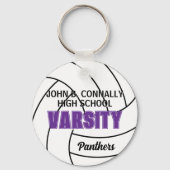 Paarse Varsity Volleybal Aangepaste Hoge School Te Sleutelhanger (Voorkant)