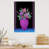 Paarse Vase met kleurrijke bloemen Poster (Keuken)