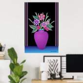 Paarse Vase met kleurrijke bloemen Poster (Thuiskantoor)