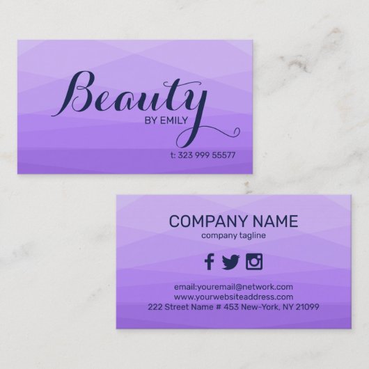 Paarse veelhoekige achtergrond visitekaartje (Voorkant / Achterkant)