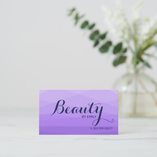 Paarse veelhoekige achtergrond visitekaartje (Staand voorkant)