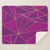 Paarse veelhoekkunst: gouden lijn geometrische ach sherpa deken (Voorkant (horizontaal))