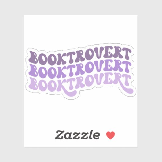 Paarse veelkleurige Retro Booktrovert Vinyl Sticker (Vel)