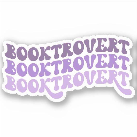 Paarse veelkleurige Retro Booktrovert Vinyl Sticker (Voorkant)