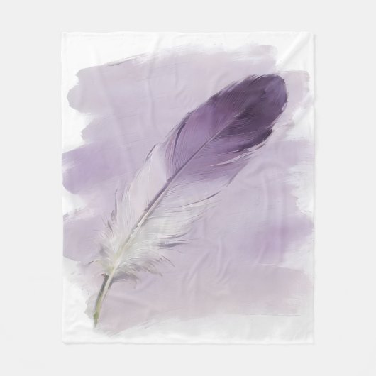 Paarse Veer Boho Waterverf Minimalistische Kunst Fleece Deken (Voorkant)