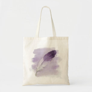 Paarse Veer Waterverf Boho Zachte Esthetische Kuns Tote Bag