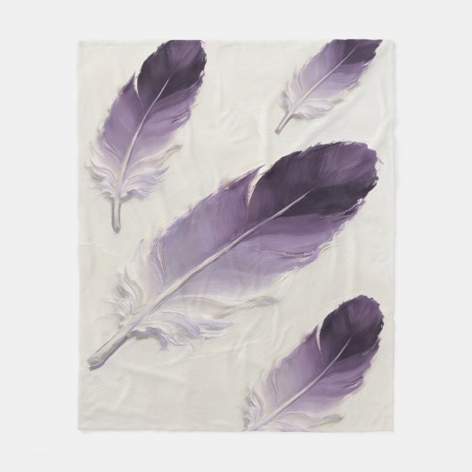Paarse Veer Zachte Esthetische Moderne Boho Fleece Deken (Voorkant)