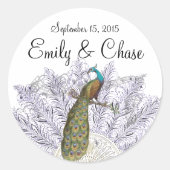 Paarse  veerboot Peacock-tang-stekker Ronde Sticker (Voorkant)